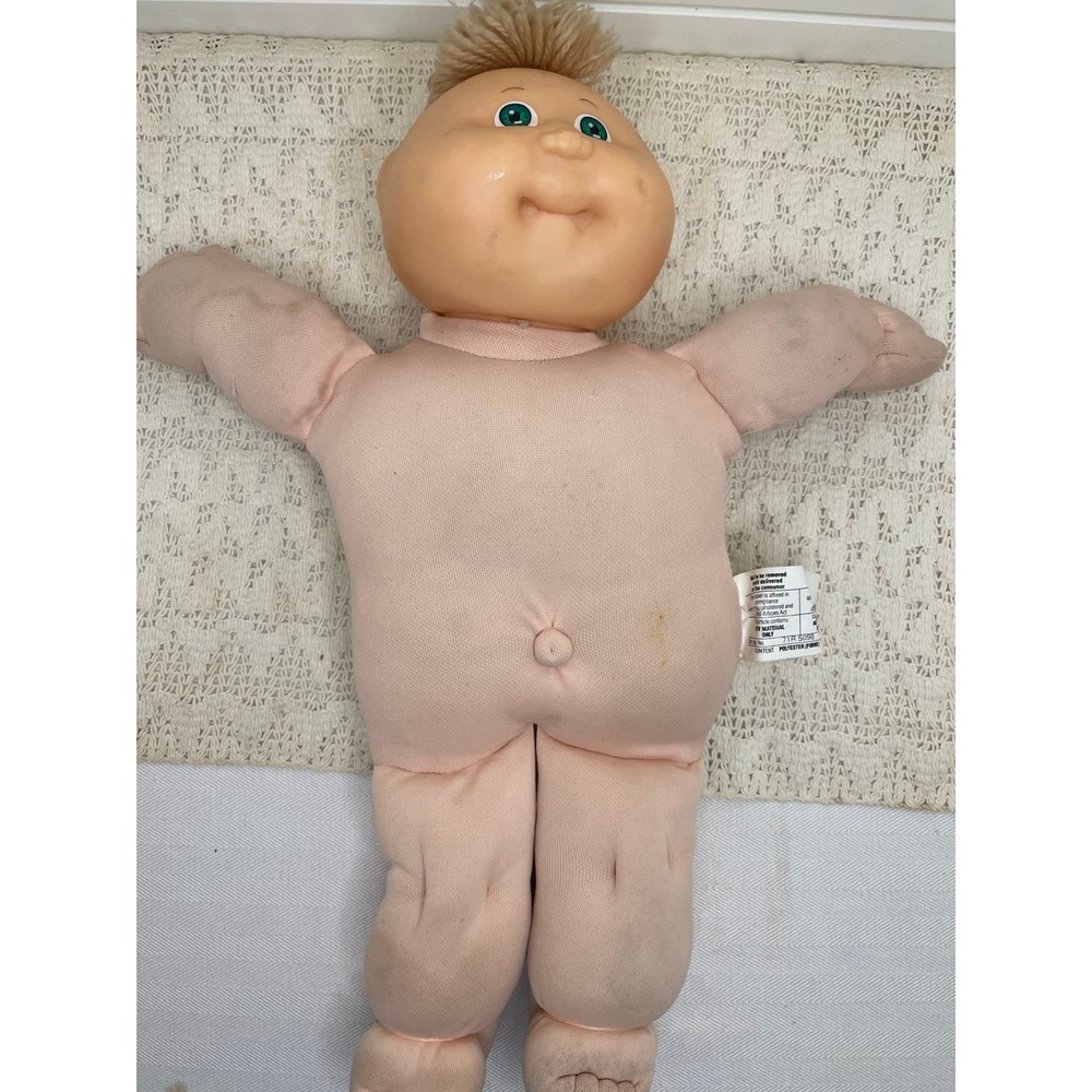 Vintage 1982 Cabbage Patch Kids Doll Blonde Hair Green Eyes Soft Body Retro Toy